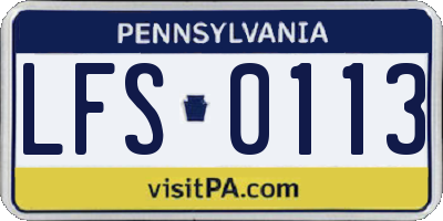 PA license plate LFS0113