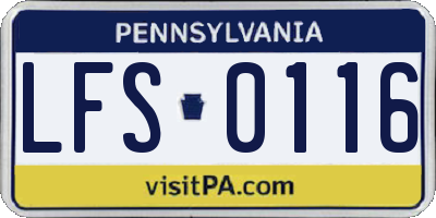 PA license plate LFS0116