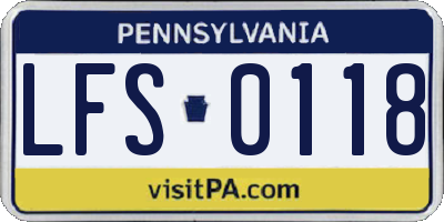 PA license plate LFS0118