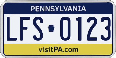 PA license plate LFS0123
