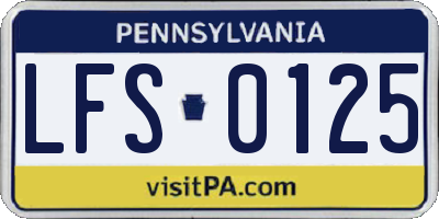 PA license plate LFS0125