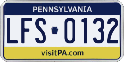 PA license plate LFS0132