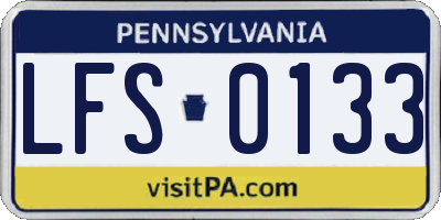 PA license plate LFS0133