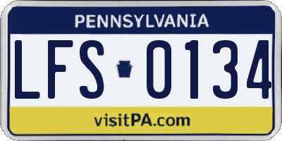 PA license plate LFS0134