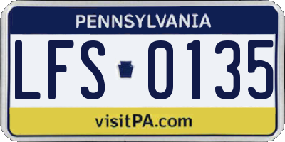 PA license plate LFS0135