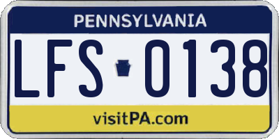 PA license plate LFS0138