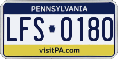 PA license plate LFS0180