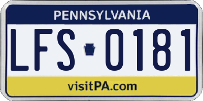 PA license plate LFS0181
