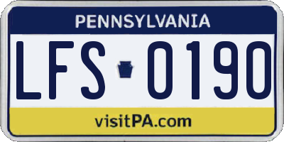 PA license plate LFS0190