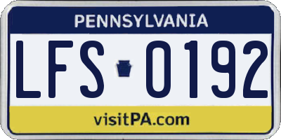 PA license plate LFS0192