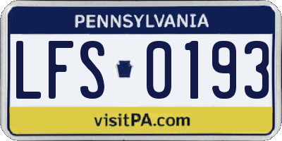 PA license plate LFS0193