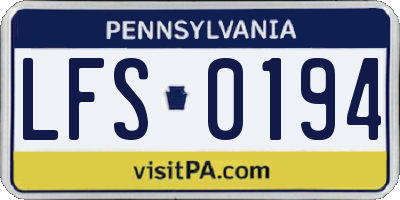 PA license plate LFS0194