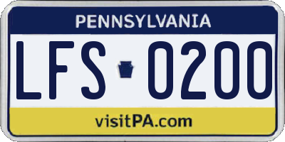 PA license plate LFS0200