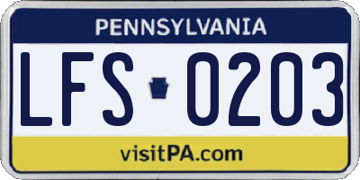 PA license plate LFS0203