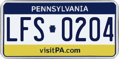PA license plate LFS0204