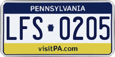 PA license plate LFS0205