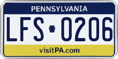 PA license plate LFS0206