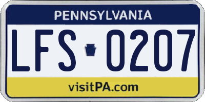 PA license plate LFS0207