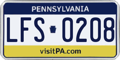 PA license plate LFS0208