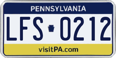 PA license plate LFS0212