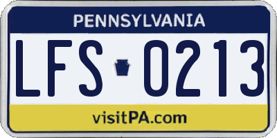 PA license plate LFS0213