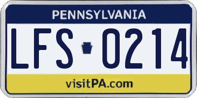 PA license plate LFS0214