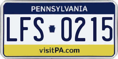 PA license plate LFS0215