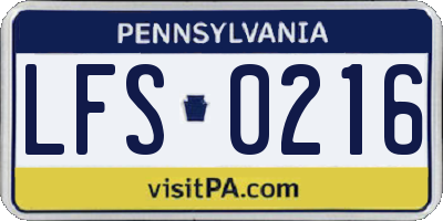 PA license plate LFS0216