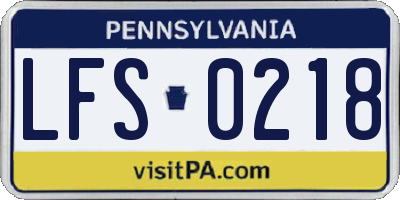 PA license plate LFS0218