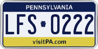 PA license plate LFS0222