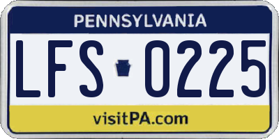 PA license plate LFS0225
