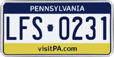PA license plate LFS0231