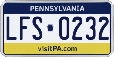 PA license plate LFS0232