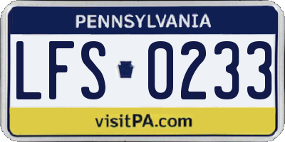 PA license plate LFS0233