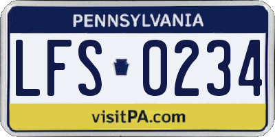 PA license plate LFS0234