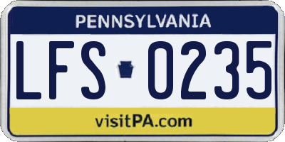 PA license plate LFS0235