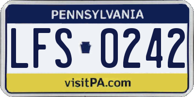 PA license plate LFS0242