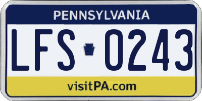 PA license plate LFS0243
