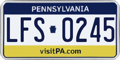 PA license plate LFS0245