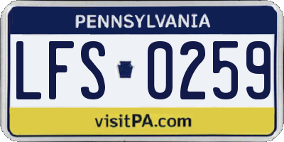 PA license plate LFS0259