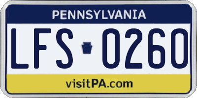 PA license plate LFS0260