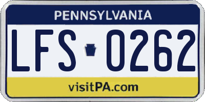 PA license plate LFS0262