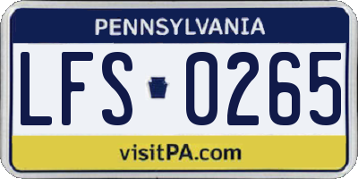 PA license plate LFS0265