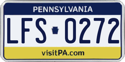 PA license plate LFS0272