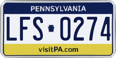 PA license plate LFS0274