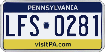 PA license plate LFS0281