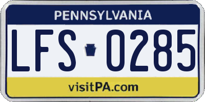 PA license plate LFS0285