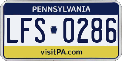 PA license plate LFS0286