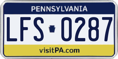 PA license plate LFS0287