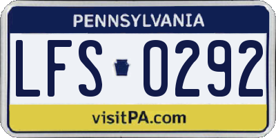 PA license plate LFS0292